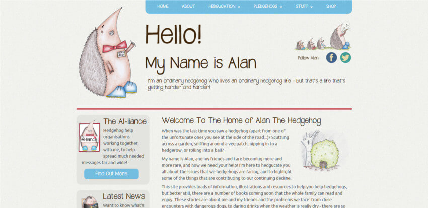 Alan The Hedgehog Website