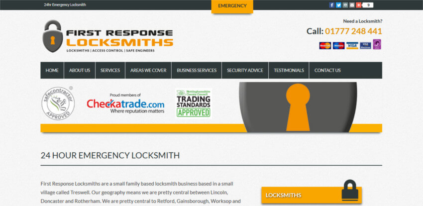First Response Locksmiths Website