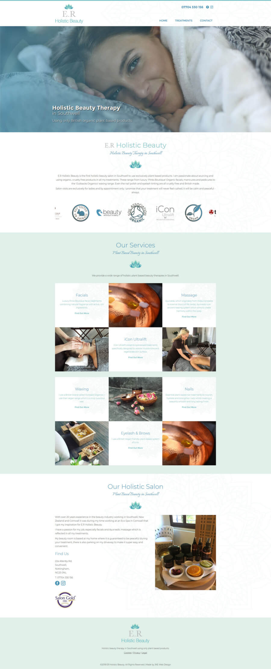 E.R Holistic Beauty website