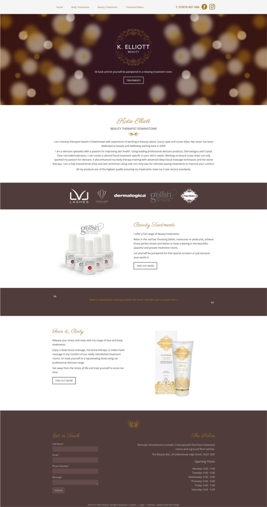 K Elliott Beauty website